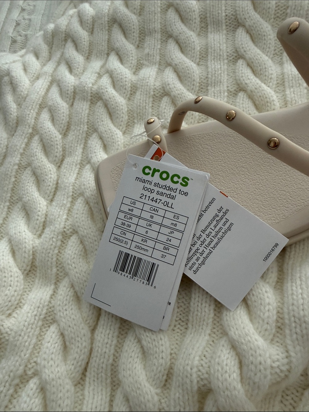 CROCS Women’s Triple Strap Stud Sandals in Light Beige - Picture 4 of 4